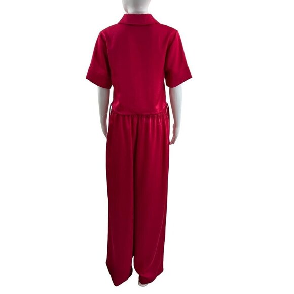 House of Harlow Satin SET Sm Top Lg pants High Elastic Waist Pink Barbiecore NWT - Picture 4 of 16